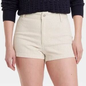 NWT Universal Thread, Women's High-Rise Sailor Denim Shorts, cream striped, Sz 4